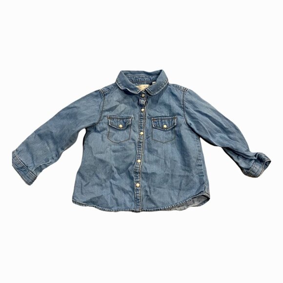 Zara Baby Girl Collection Soft Denim Button Down Shirt - Picture 1 of 4